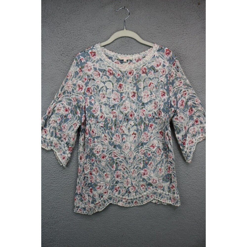 Solitaire 3/4 Belled Sleeves Embroidered Tunic-Size XL-Cottagecore